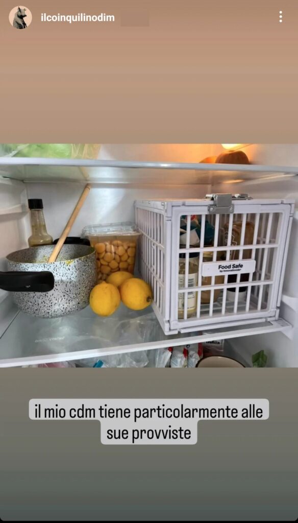 Per la serie convivenze da incubo, qualcuno ha 'chiuso' il proprio cibo in questo modo. Fonte: ilcoinquilinodim - Instagram