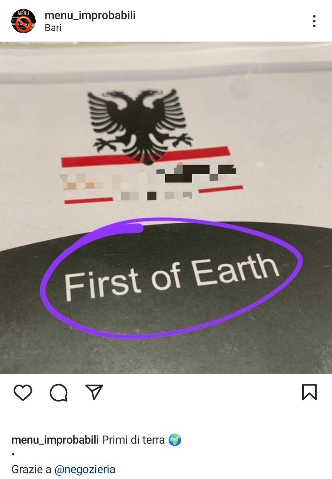 In un ristorante di Bari, 'primi di terra' è stato tradotto come 'first of heart'. Fonte: menu_improbabili - Instagram