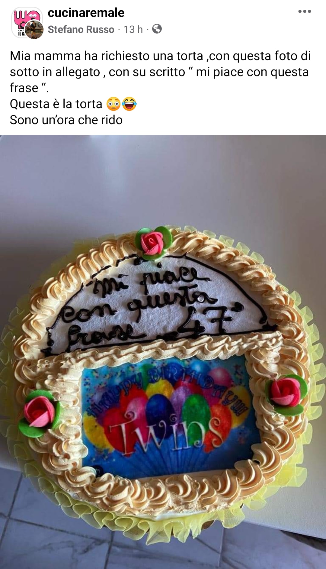Ordinano una torta personalizzata e dicono al pasticciere: "Mi piace questa frase", l