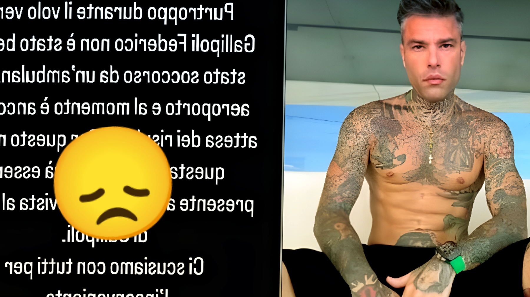 Fedez colto da malore a bordo del suo jet: ricovero d'urgenza per il rapper